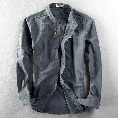 Modernes Slim Fit Hemd mit Stehkragen und langen Ärmeln