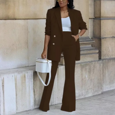 Eleganter Damenblazer mit Knopfverschluss und Schlaghose - Zweiteiliges Set für jede Jahreszeit