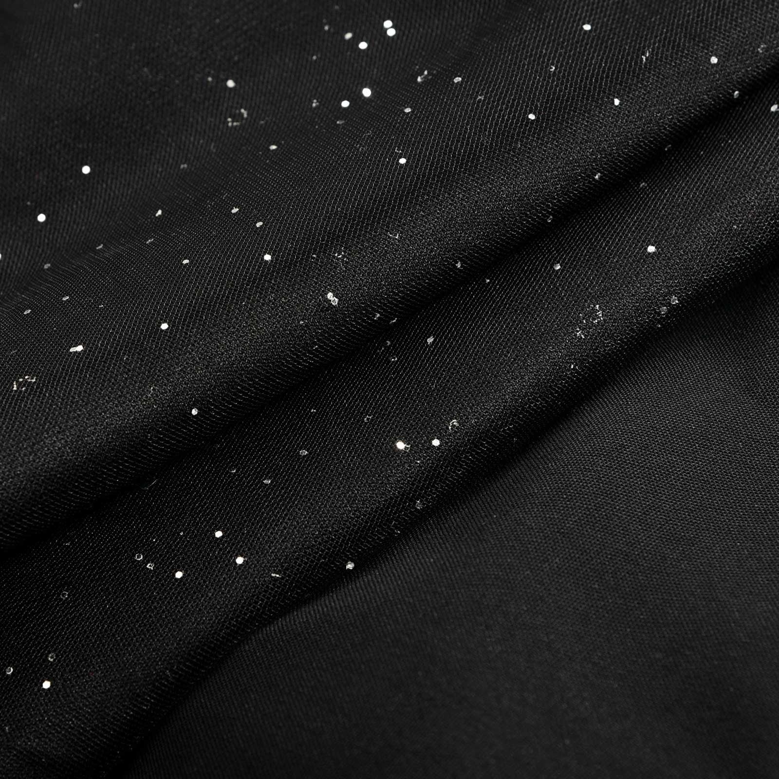 Veronica - Glitzer-Mesh Langarm-Jumpsuit mit weiten Beinen