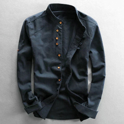 Modernes Slim Fit Hemd mit Stehkragen und langen Ärmeln