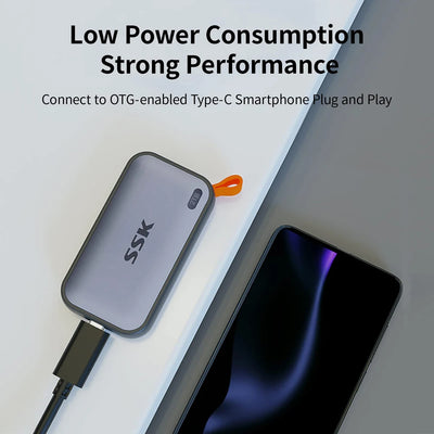 SSD externo portátil SSK de 2 TB, USB 3.2 Gen2 Tipo-C (1050 MB/s, para MacBook y portátiles)