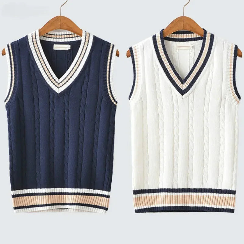 Christof - Herren Strickpullover mit V-Ausschnitt ohne Ärmel