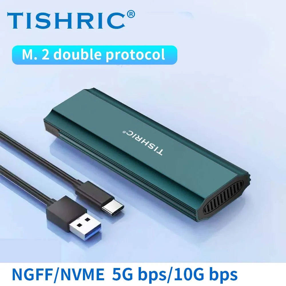 Carcasa SSD externa TISHRIC para juegos, M.2 NVMe/NGFF, USB a Tipo-C (10 Gbps/5 Gbps)