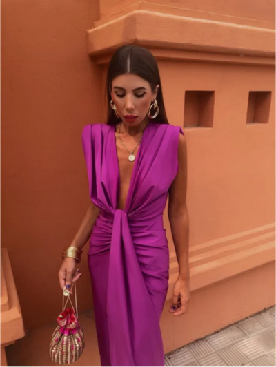 Elegantes Abendkleid | Drapiertes Design und tiefer V-Ausschnitt | Chic und sophisticated