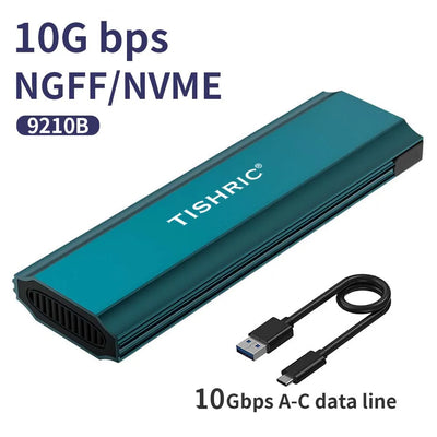 Carcasa SSD externa TISHRIC para juegos, M.2 NVMe/NGFF, USB a Tipo-C (10 Gbps/5 Gbps)