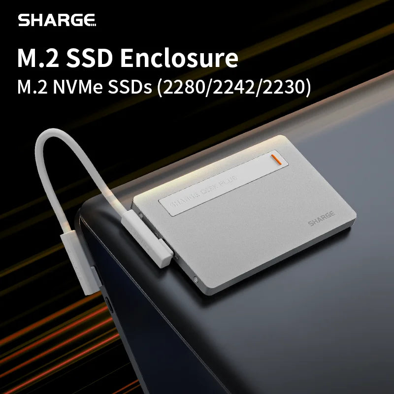 SHARGE Disk Plus M.2 NVMe SSD-kabinett 10Gbps USB-C 3.2 Gen2 (100W PD, kompakt externt SSD-kabinett)
