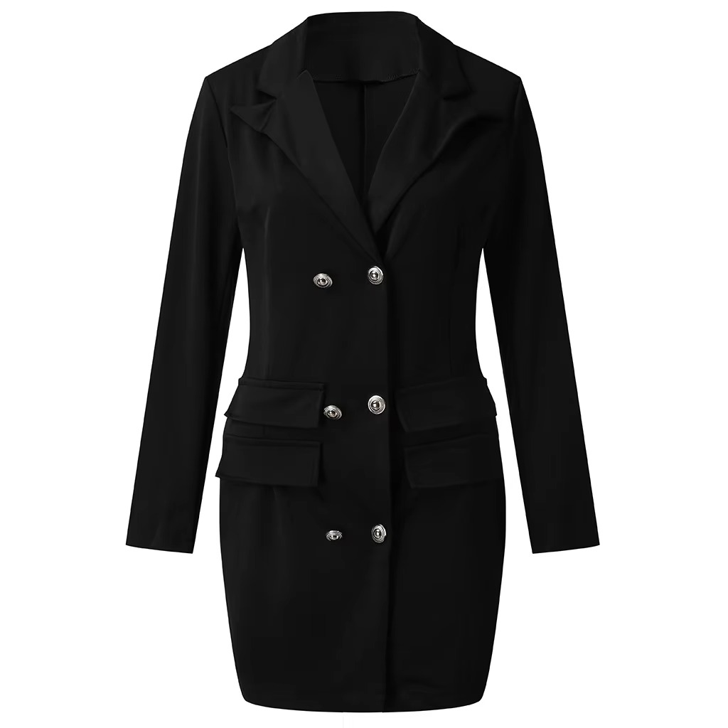 Stylisches Elegantes Blazerkleid mit Knöpfen und Taschen für Damen | Ideal für alle Jahreszeiten
