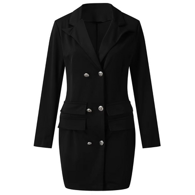 Stylisches Elegantes Blazerkleid mit Knöpfen und Taschen für Damen | Ideal für alle Jahreszeiten