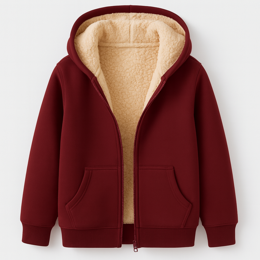 Dark Red fleece hoodie for women