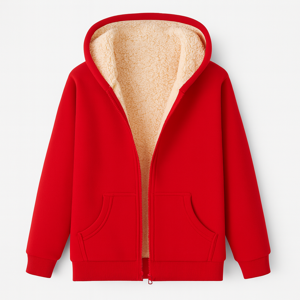 Red fleece hoodie for women