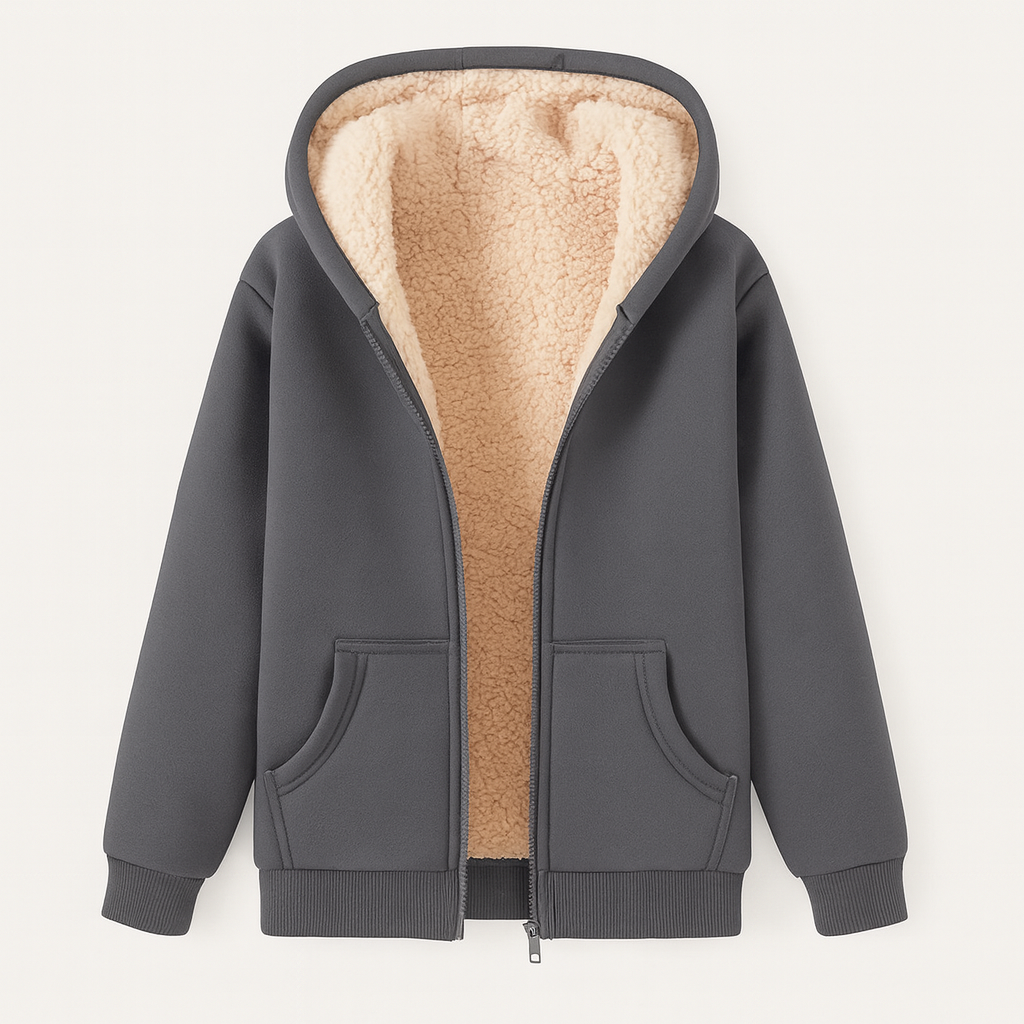 Gray fleece hoodie for women