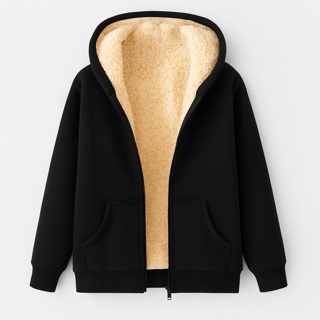 Black fleece hoodie for women