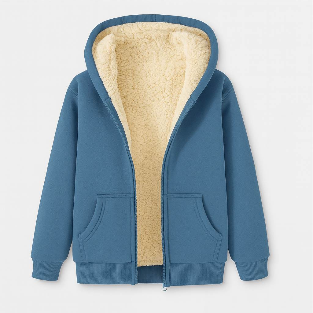 Blue fleece hoodie for women