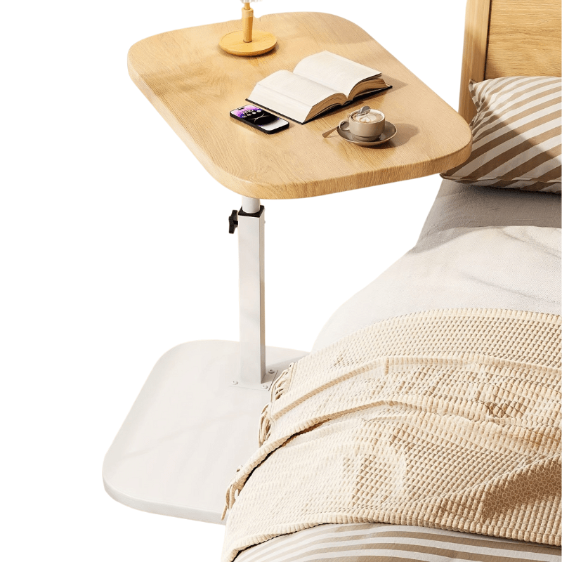 ADJUSTA - Verstellbarer Beistelltisch mit Holzplatte und Metallgestell