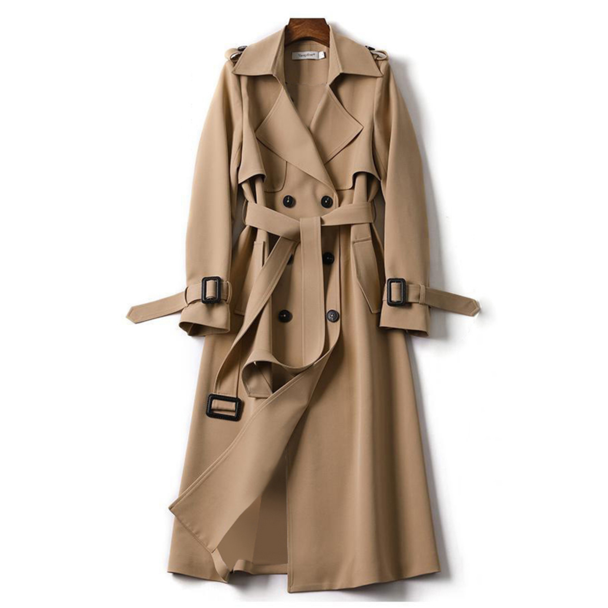 Eleganter langer Trenchcoat mit Gürtel - Must-have für Herbst und Frühling