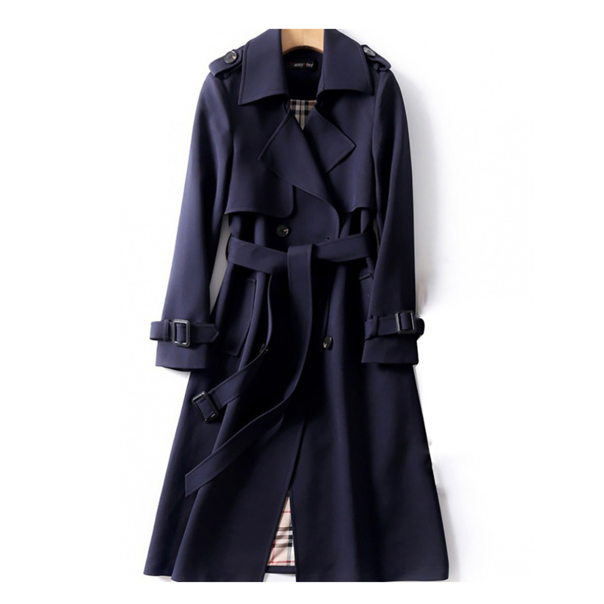 Eleganter langer Trenchcoat mit Gürtel - Must-have für Herbst und Frühling
