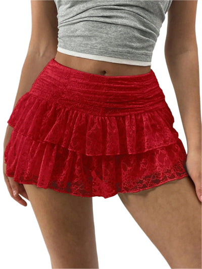Minirock Damen mit Rüschen und breitem Bund eleganter Style