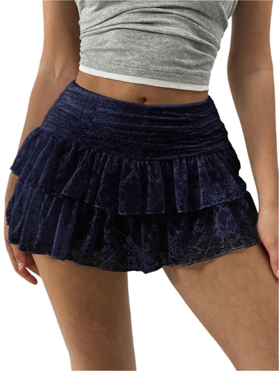 Minirock Damen mit Rüschen und breitem Bund eleganter Style