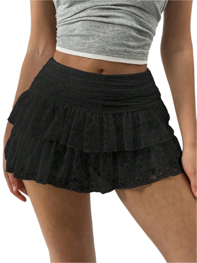 Minirock Damen mit Rüschen und breitem Bund eleganter Style