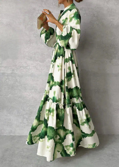 Elegantes langärmeliges Maxikleid mit V-Ausschnitt - fließend & schick