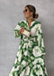 Elegantes langärmeliges Maxikleid mit V-Ausschnitt - fließend & schick