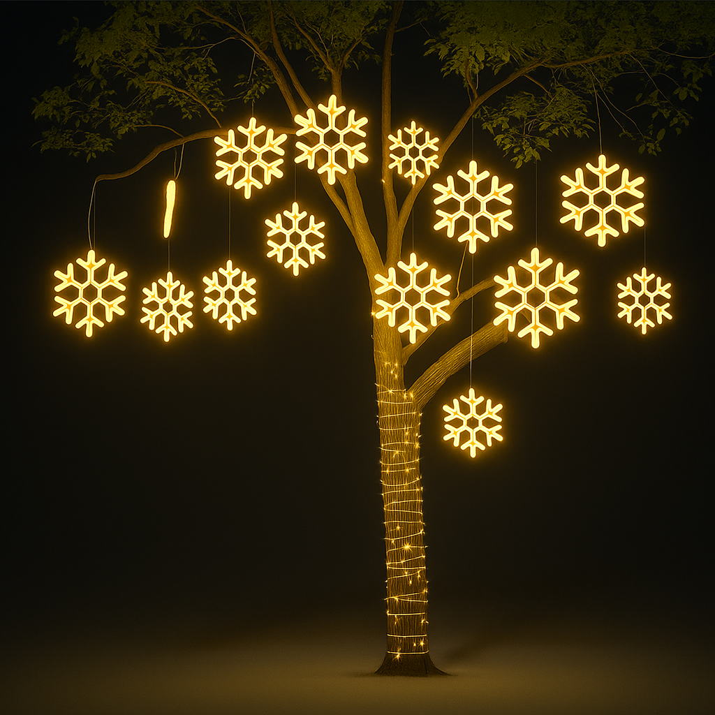Christmas decorations LED snowflake string lights for outdoor use