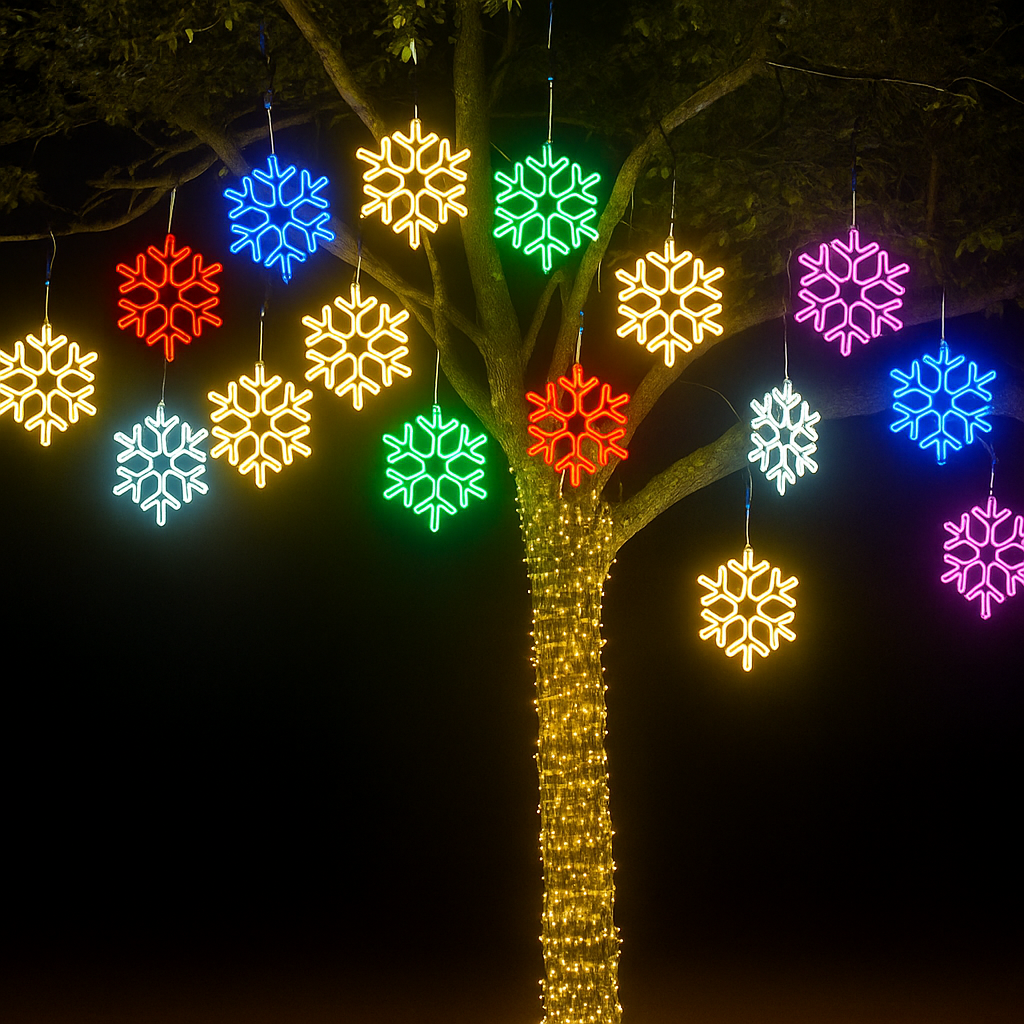 Christmas decorations LED snowflake string lights for outdoor use