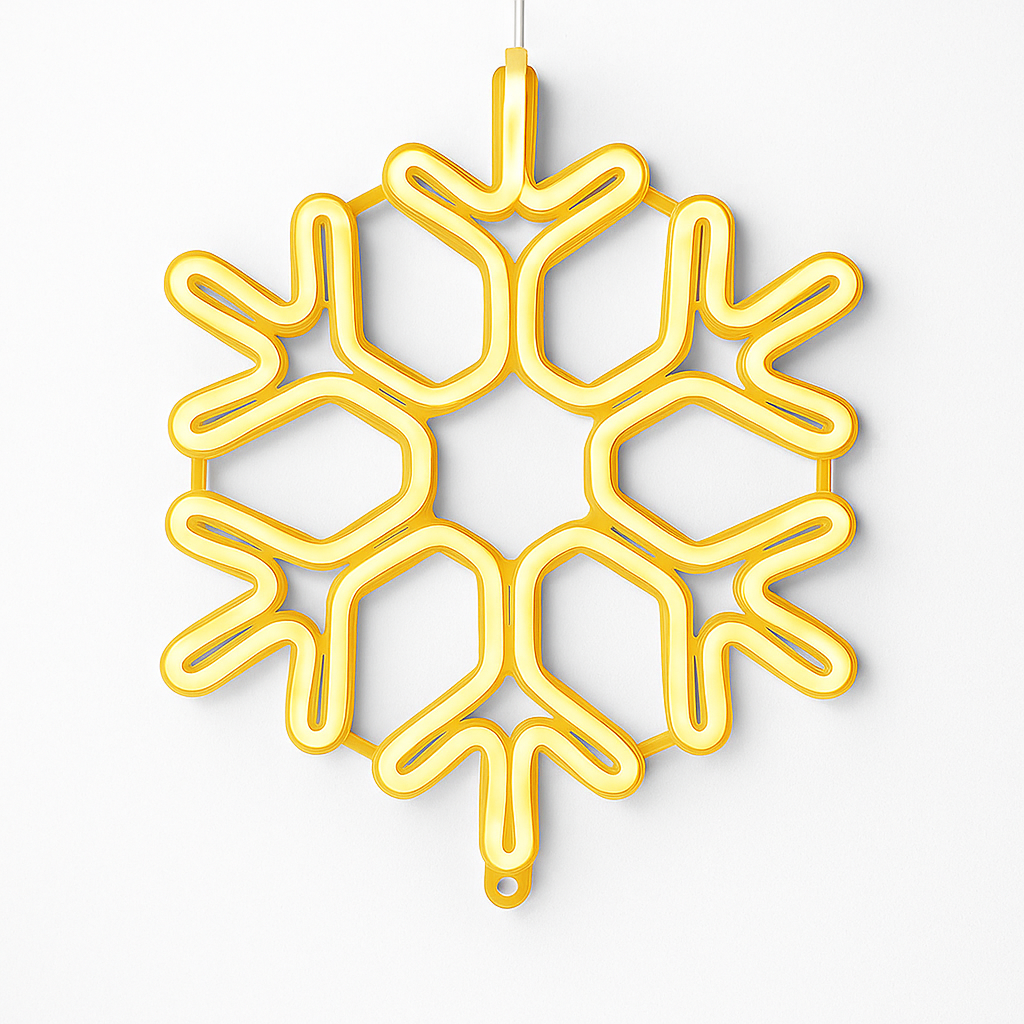 Gold Christmas decorations LED snowflake string lights for outdoor use