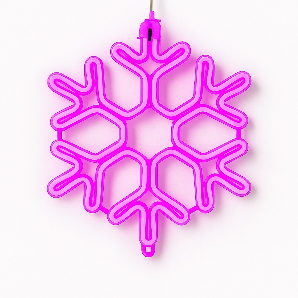 Purple Christmas decorations LED snowflake string lights for outdoor use