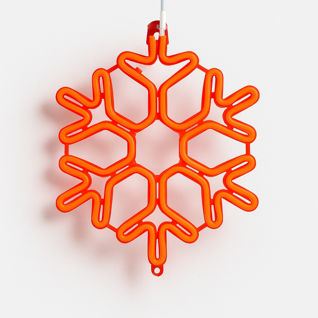 Orange Christmas decorations LED snowflake string lights for outdoor use