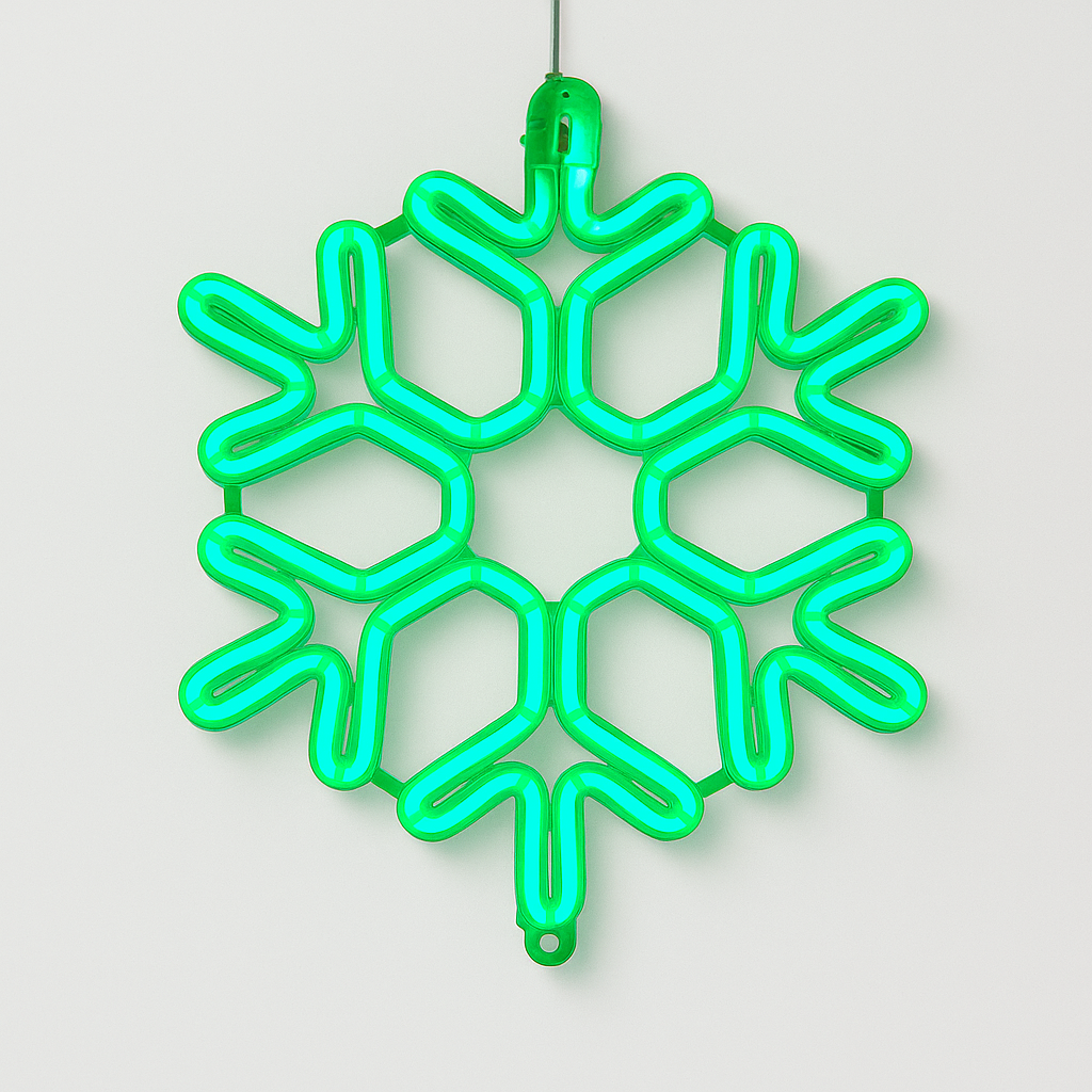 Green Christmas decorations LED snowflake string lights for outdoor use
