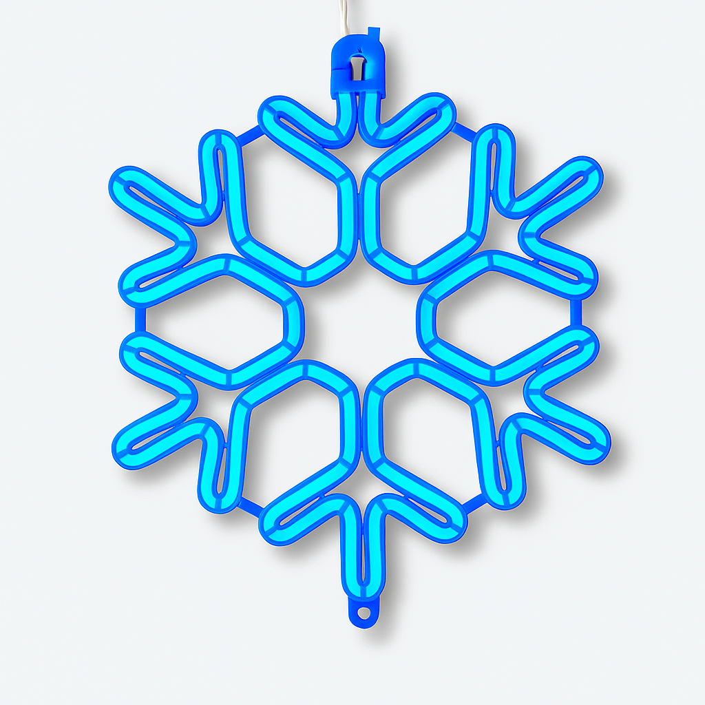 Blue Christmas decorations LED snowflake string lights for outdoor use