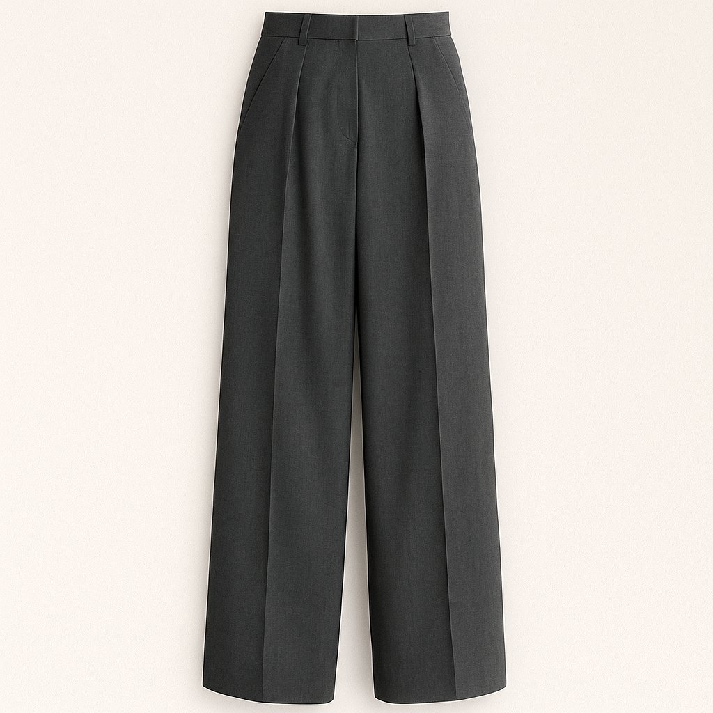 Weite Hose Damen hohe Taille mit Falten business casual Stil