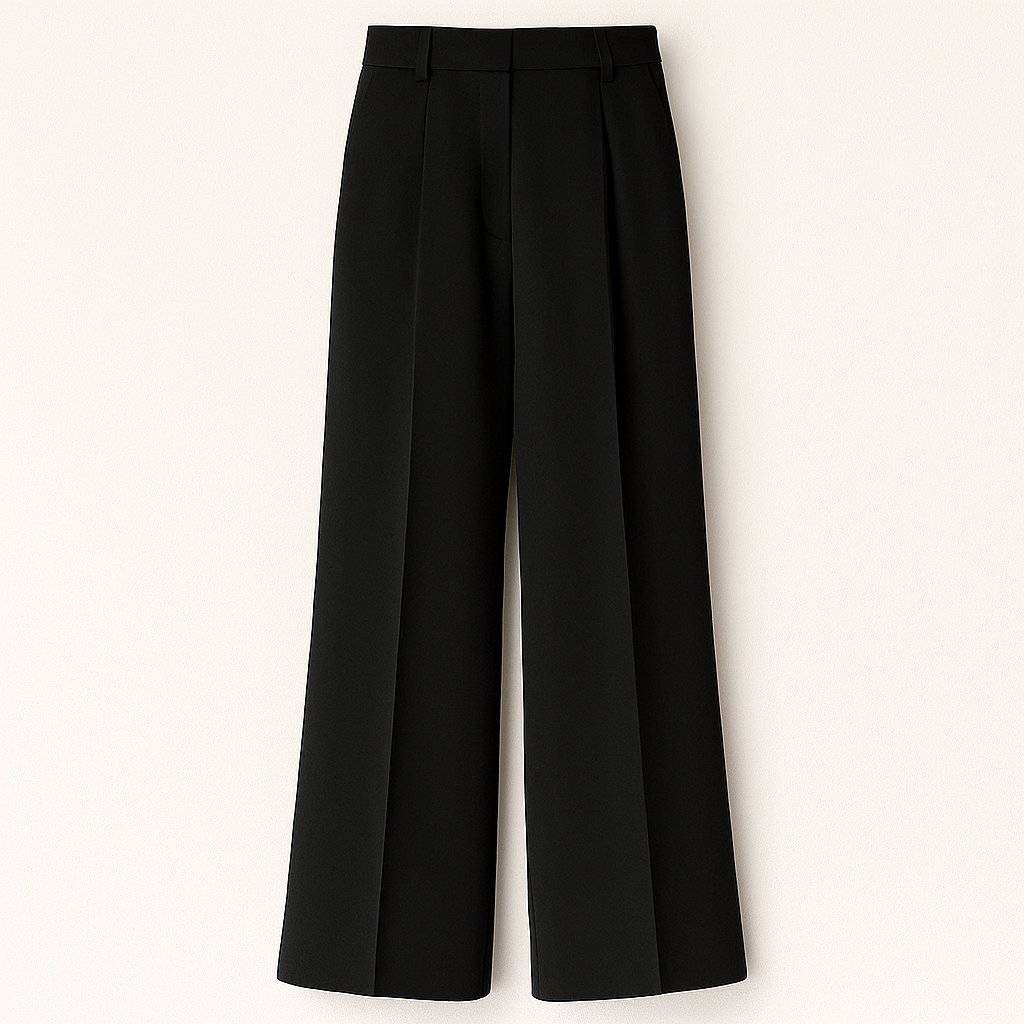 Weite Hose Damen hohe Taille mit Falten business casual Stil