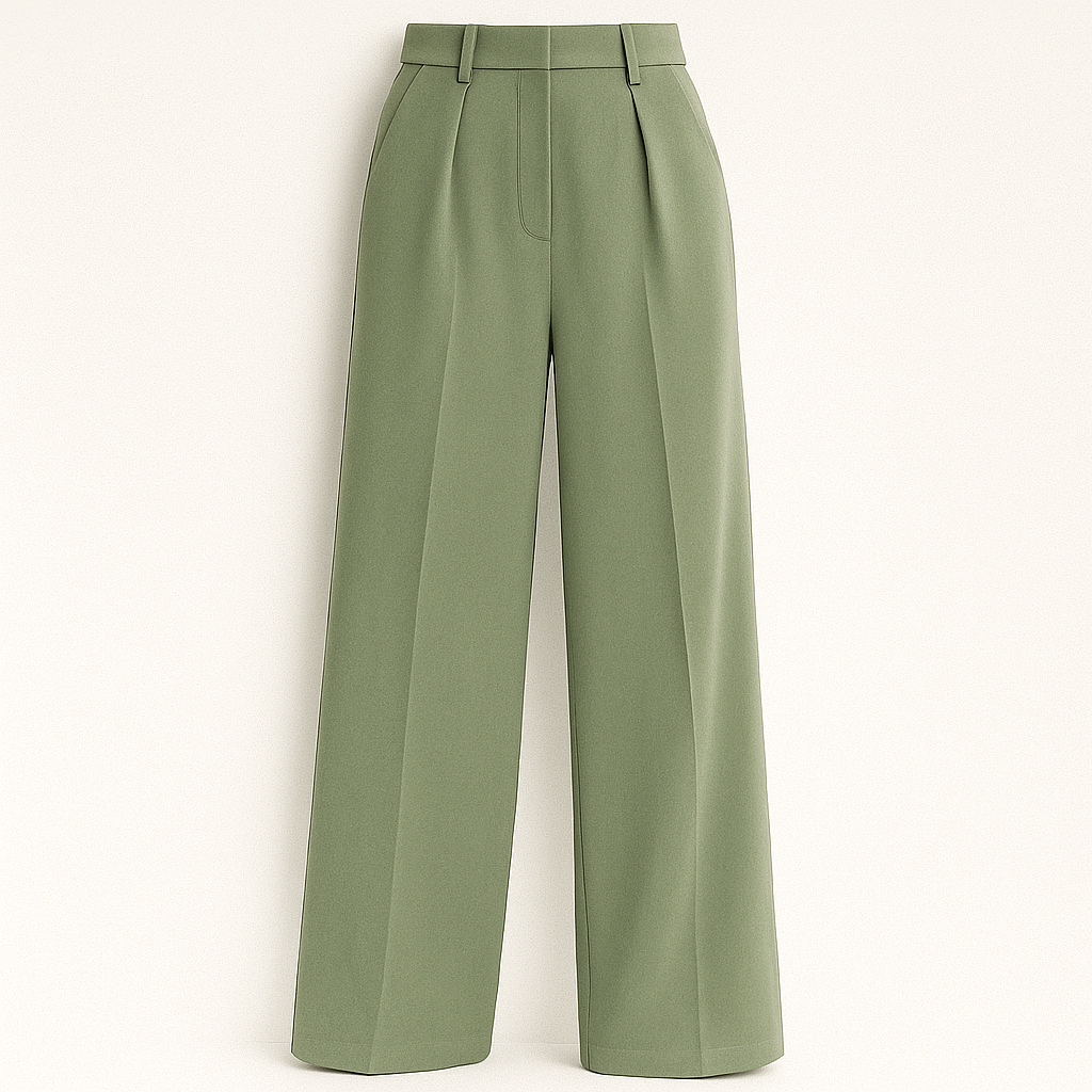 Weite Hose Damen hohe Taille mit Falten business casual Stil