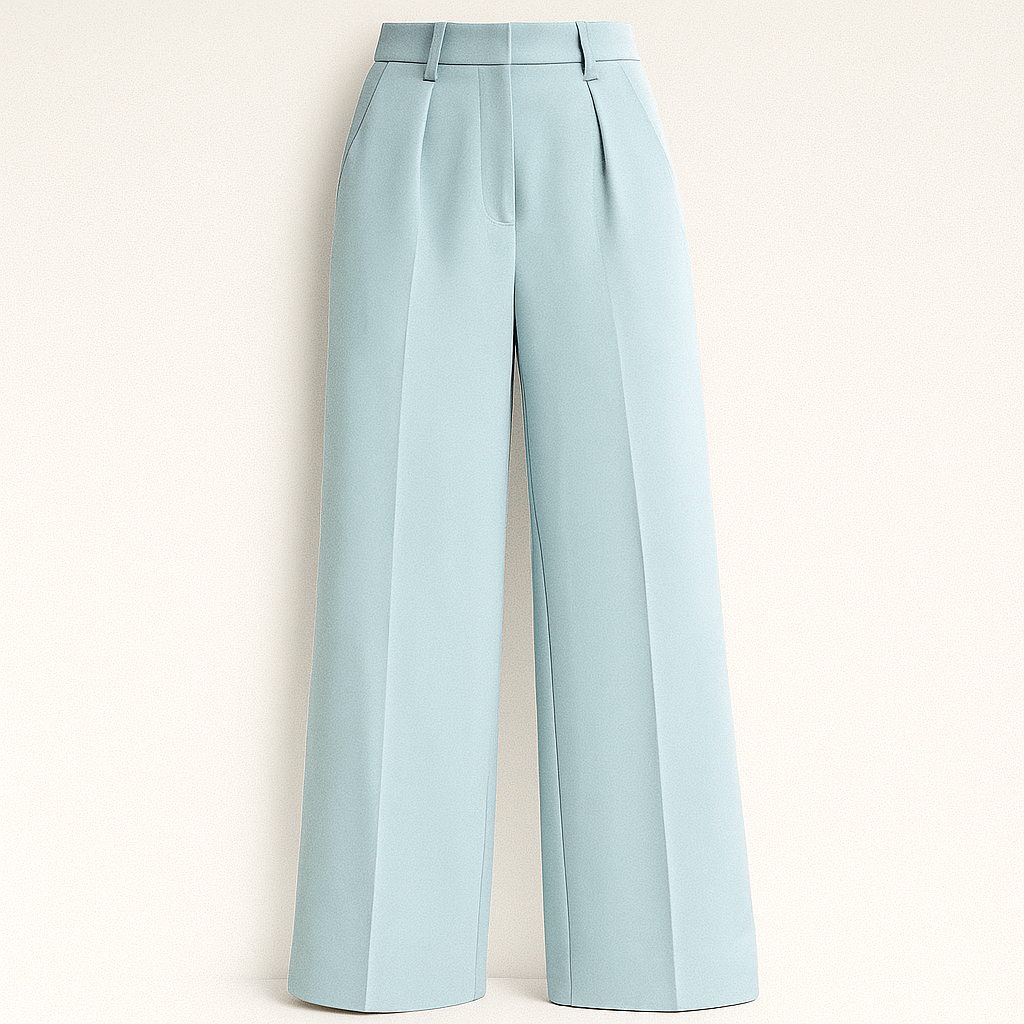 Weite Hose Damen hohe Taille mit Falten business casual Stil