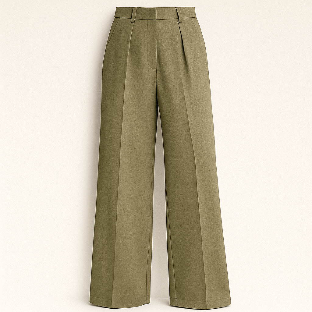 Weite Hose Damen hohe Taille mit Falten business casual Stil