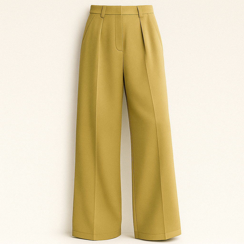 Weite Hose Damen hohe Taille mit Falten business casual Stil