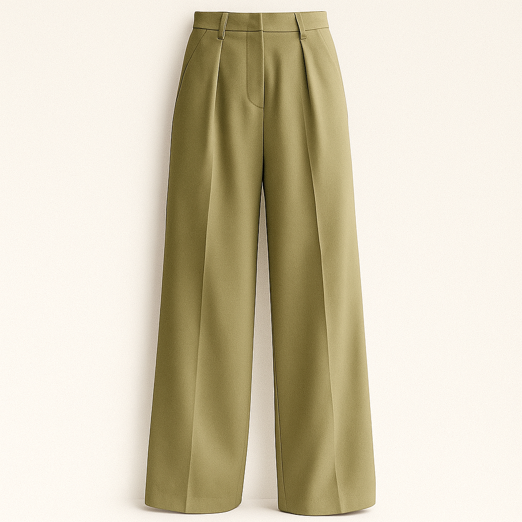 Weite Hose Damen hohe Taille mit Falten business casual Stil