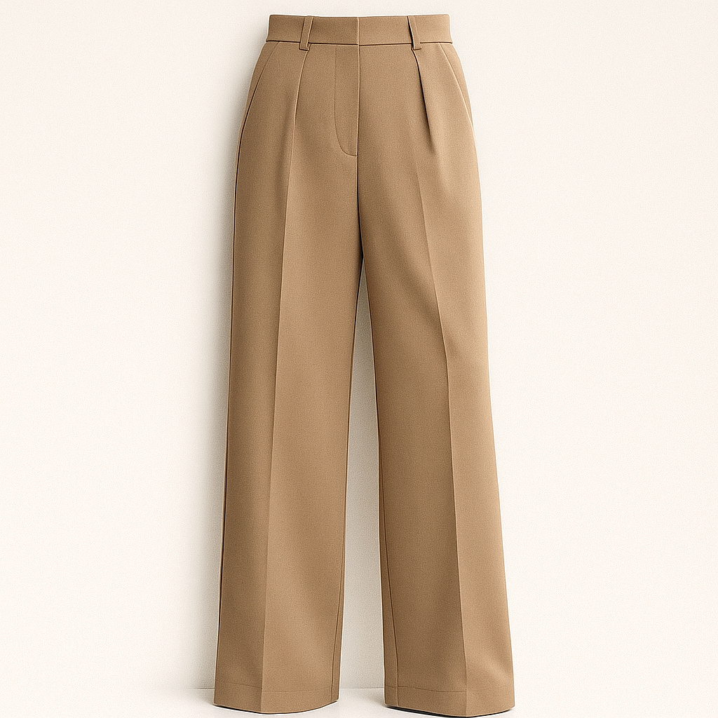 Weite Hose Damen hohe Taille mit Falten business casual Stil