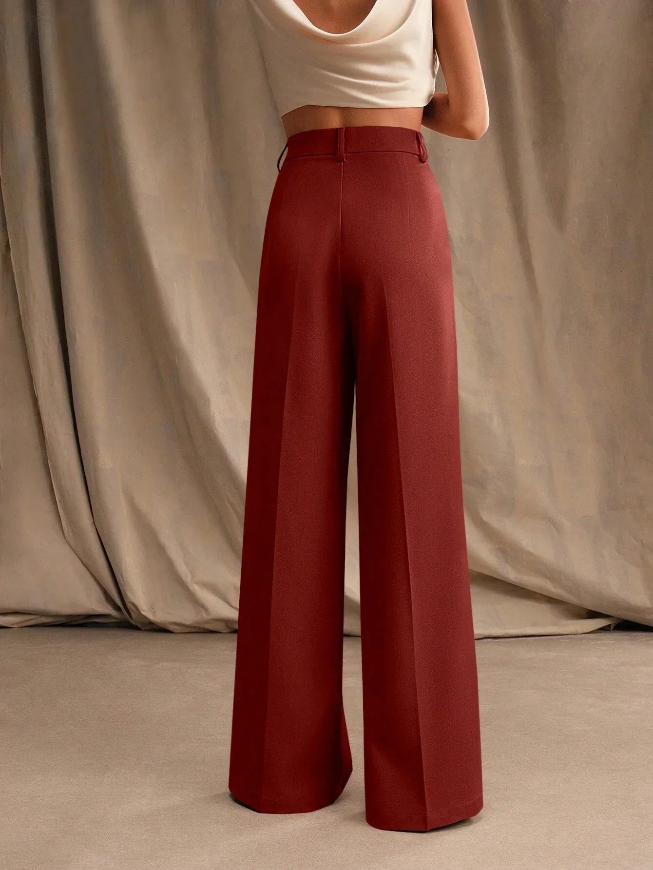 Weite Hose Damen hohe Taille mit Falten business casual Stil