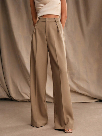 Weite Hose Damen hohe Taille mit Falten business casual Stil