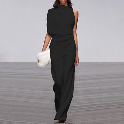 Damen Jumpsuit mit weitem Bein | Eine Schulter Elegant