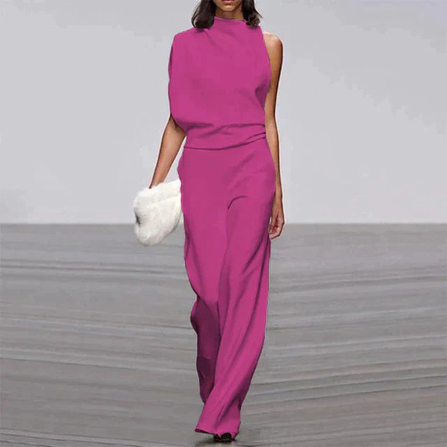 Damen Jumpsuit mit weitem Bein | Eine Schulter Elegant