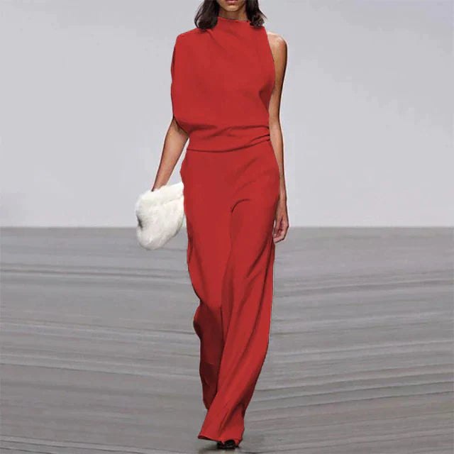 Damen Jumpsuit mit weitem Bein | Eine Schulter Elegant