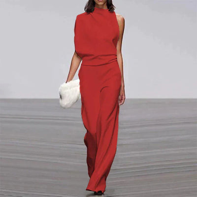 Damen Jumpsuit mit weitem Bein | Eine Schulter Elegant