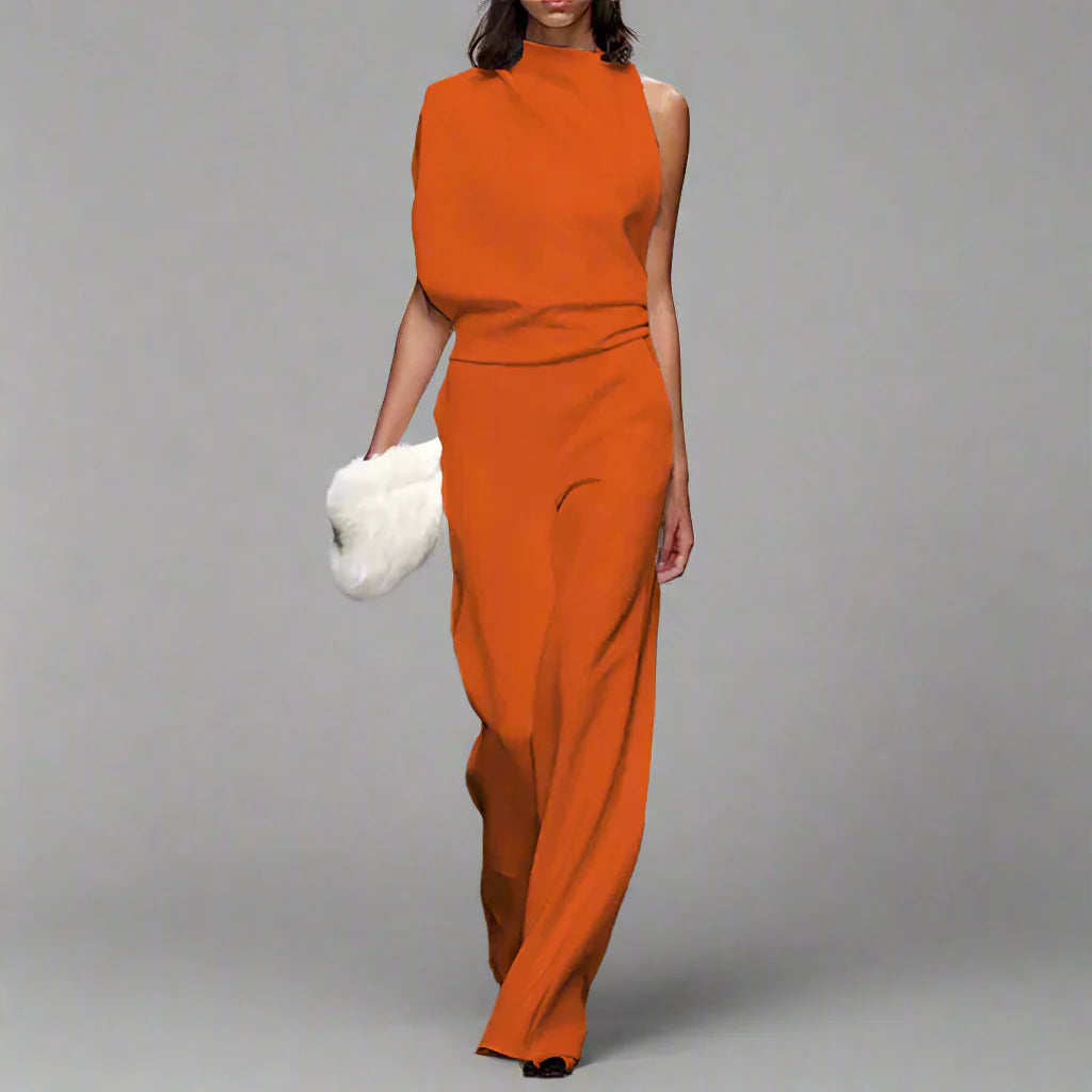 Damen Jumpsuit mit weitem Bein | Eine Schulter Elegant
