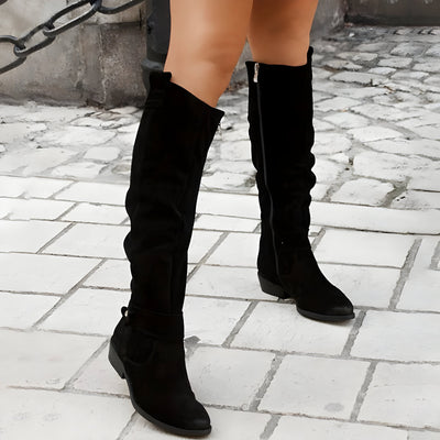 Klassische kniehohe Lederstiefel für Damen