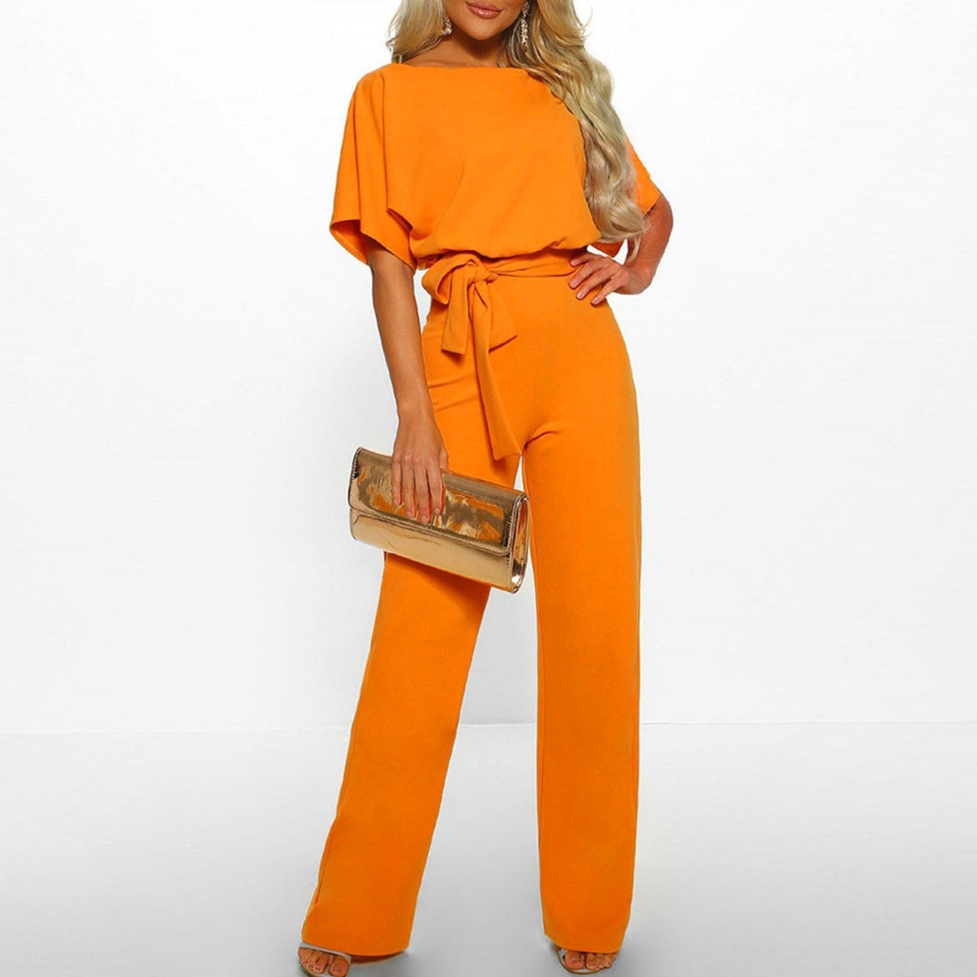 Weit geschnittener Jumpsuit für Damen | Kurzärmelig, elegant