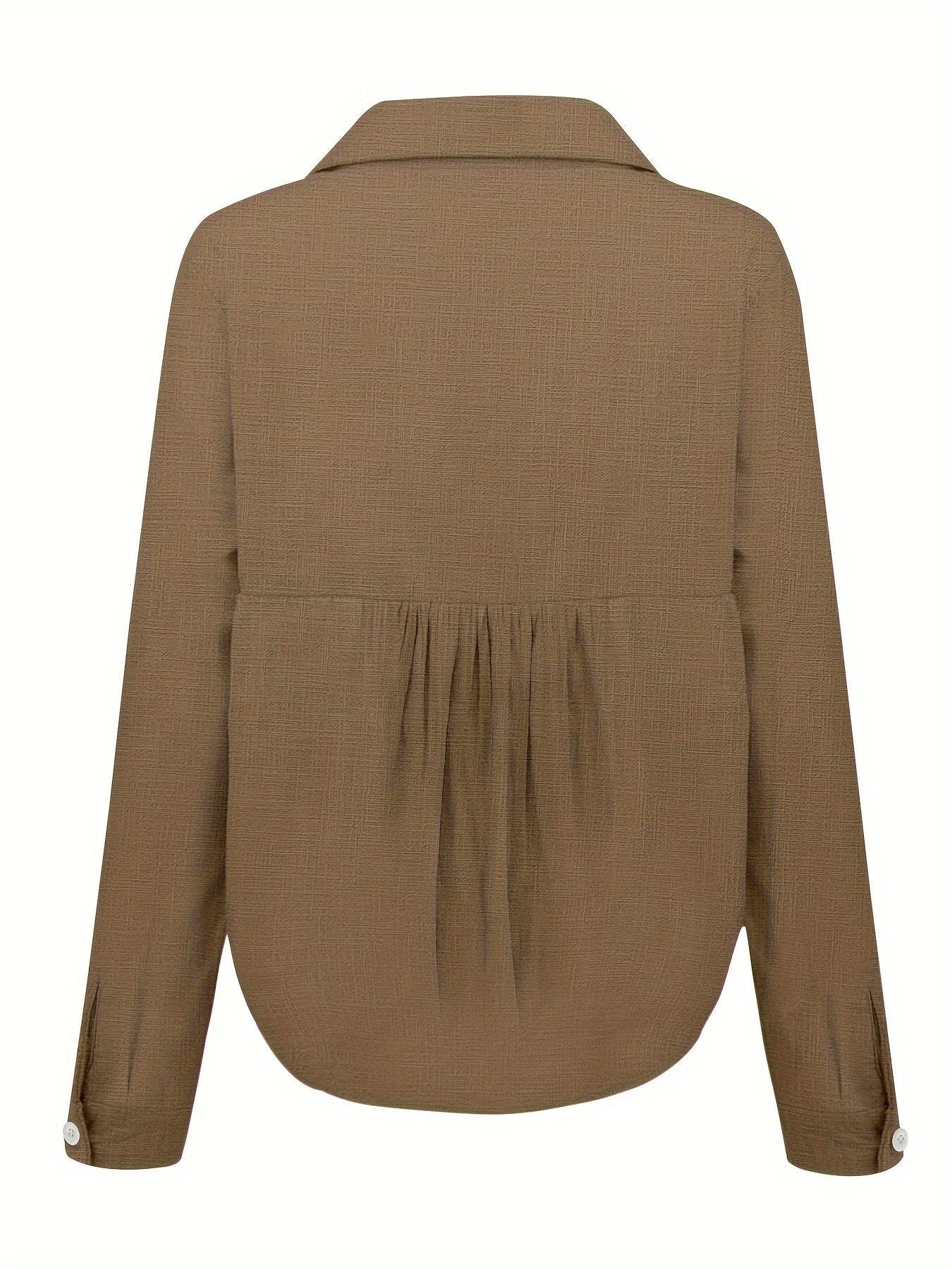 natürliche Texturbluse Damen langarm lässig Frühling Herbst locker